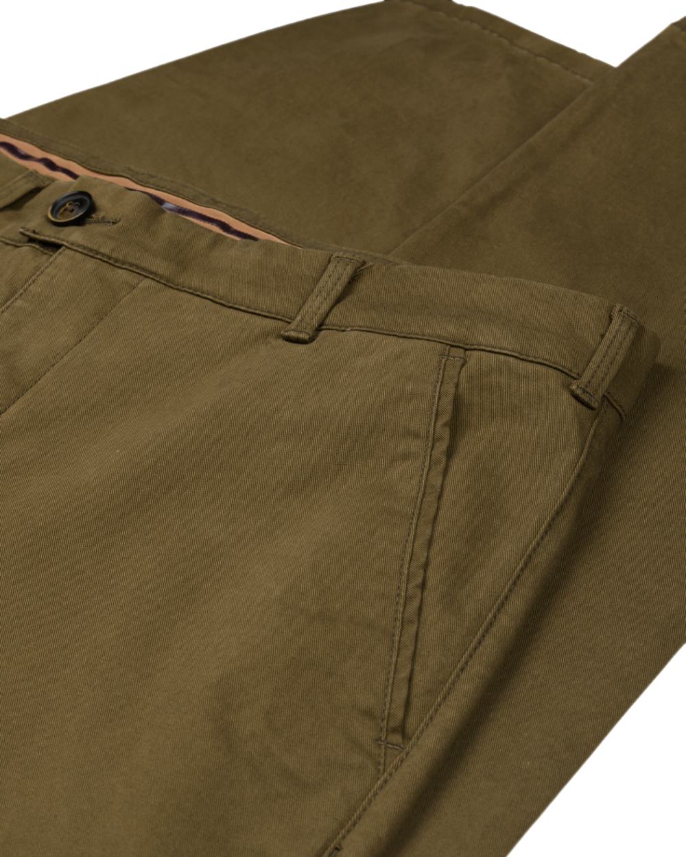 Olive Coloured Harkila Norberg Chinos on white background #colour_olive