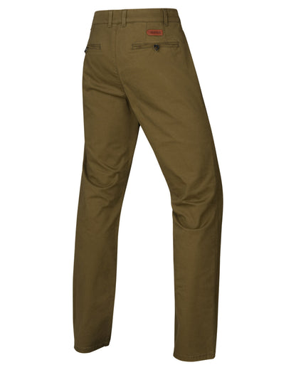 Olive Coloured Harkila Norberg Chinos on white background #colour_olive