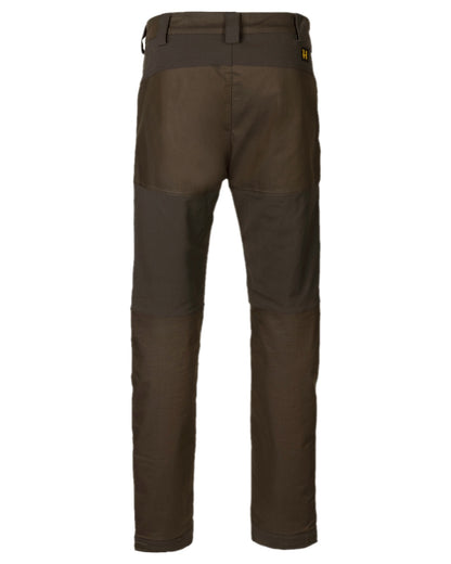 Willow Green Shadow Brown Coloured Harkila Nordic Hunter HWS Trousers on white background #colour_willow-green-shadow-brown