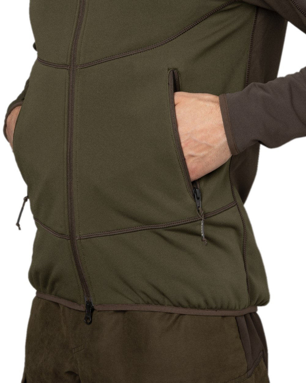 Willow Green Shadow Grey Coloured Harkila Olaf Fleece Jacket on white background
#colour_willow-green-shadow-grey