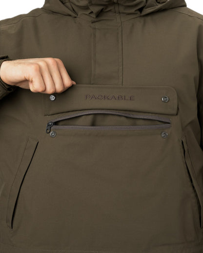 Willow Green Coloured Harkila Orton Tech HWS Packable Smock on white background #colour_willow-green
