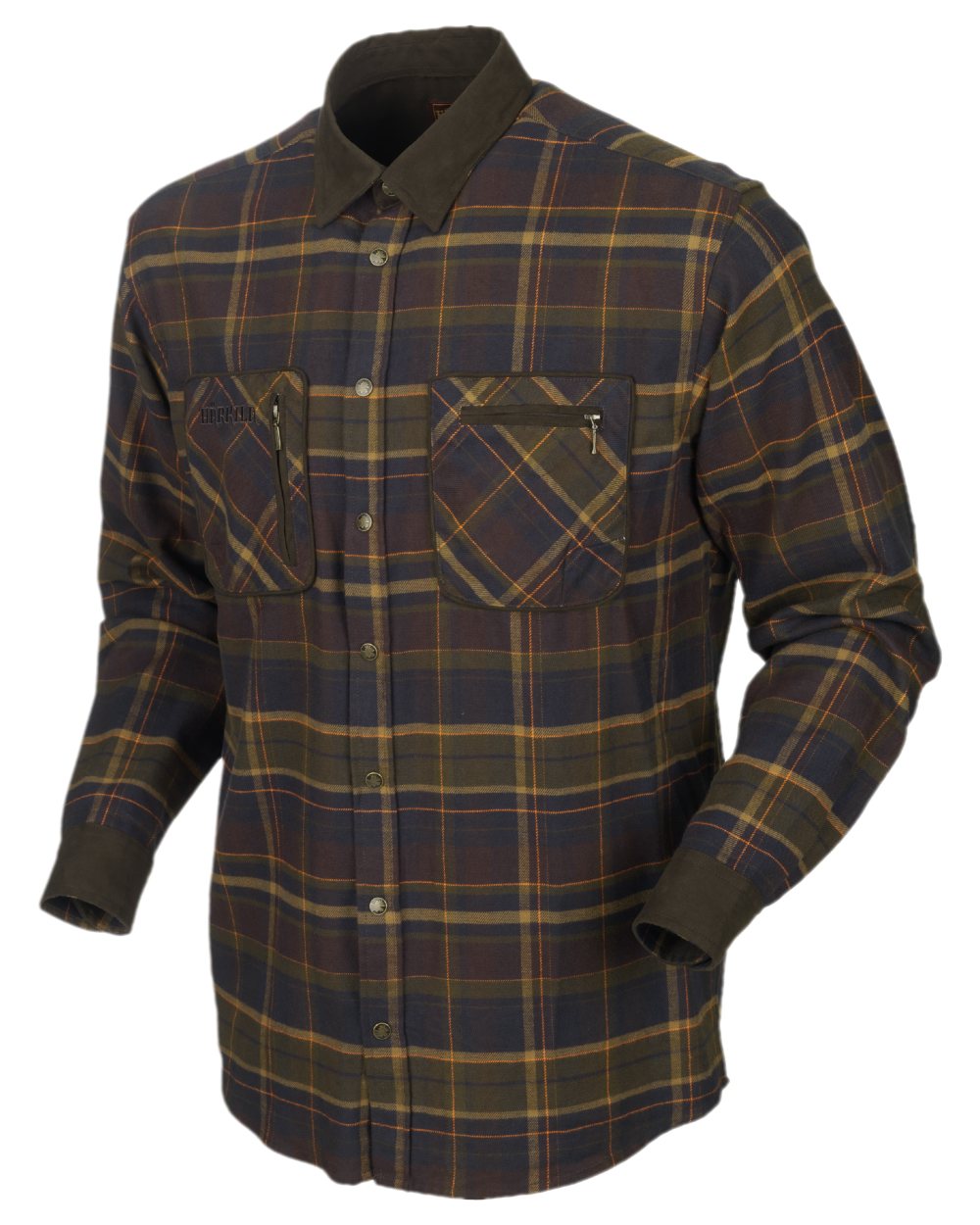 Mellow Brown Check Coloured Harkila Pajala Check Shirt on white background #colour_mellow-brown-check