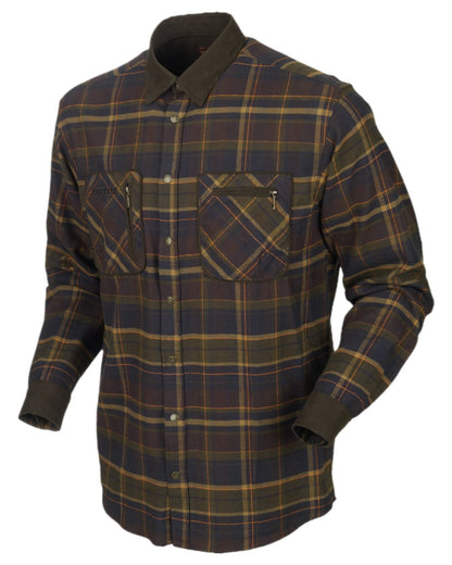 Mellow Brown Check Coloured Harkila Pajala Check Shirt on white background #colour_mellow-brown-check