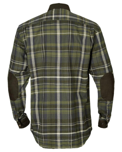 Olive Check Coloured Harkila Pajala Check Shirt on white background #colour_olive-check