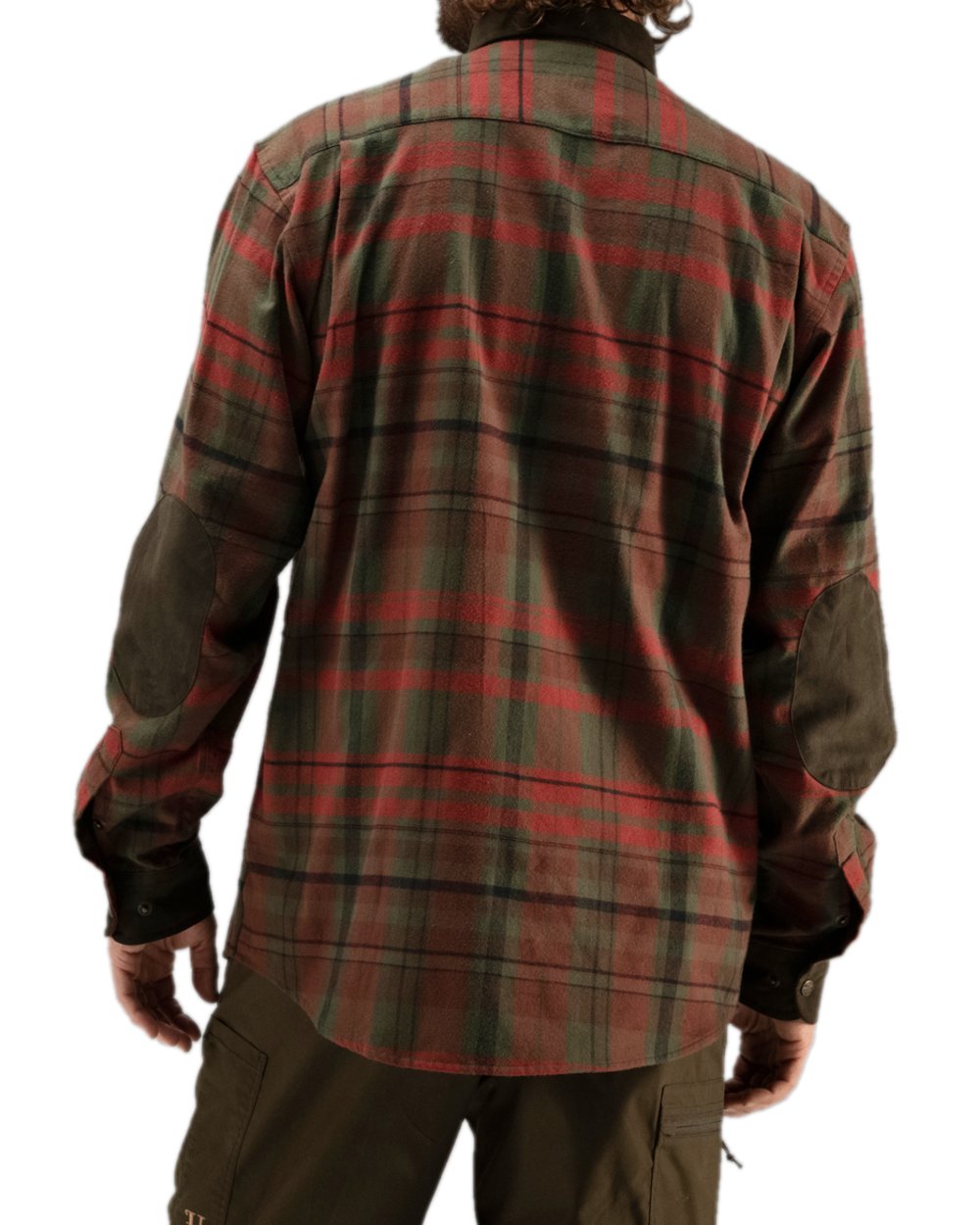 Red Autumn Check Coloured Harkila Pajala Check Shirt on white background #colour_red-autumn-check