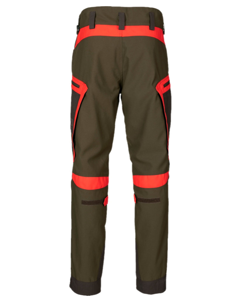 Willow Green Orange Coloured Harkila Pro Hunter Dog Keeper GTX Trousers on white background #colour_willow-green-orange