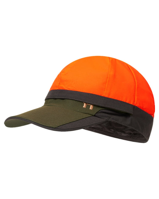 Willow Green Shadow Brown Coloured Harkila Pro Hunter GTX Reversible cap on white background #colour_willow-green-shadow-brown