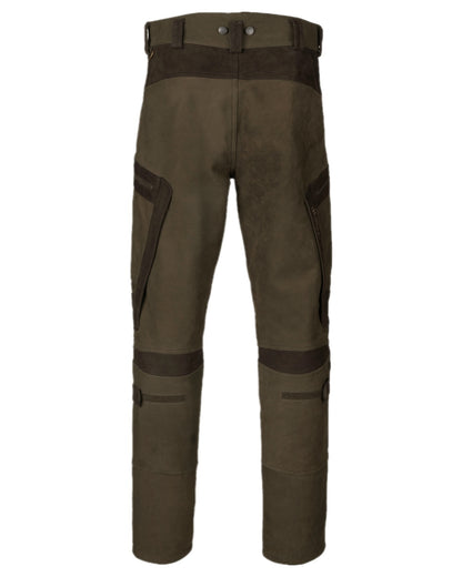 Willow Green Coloured Harkila Pro Hunter Leather Trousers on white background #colour_willow-green