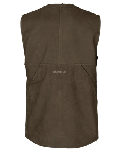 Willow Green Coloured Harkila Pro Hunter Leather Waistcoat on white background #colour_willow-green