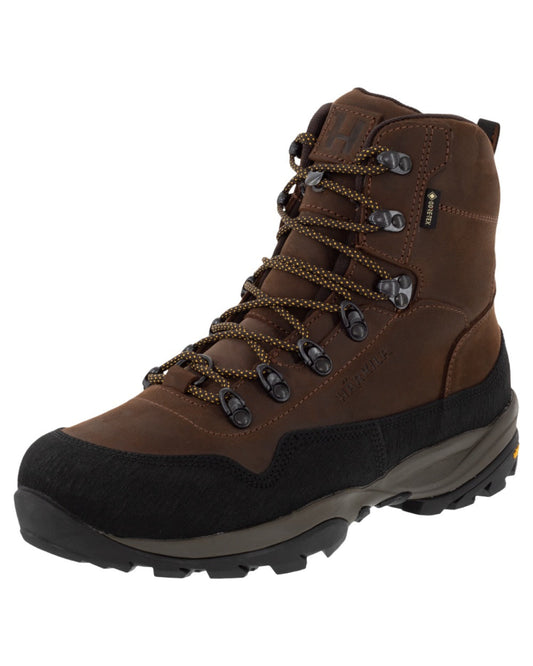 Chocolate Brown Coloured Harkila Pro Hunter Ledge 2.0 GTX Boots on white background #colour_chocolate-brown