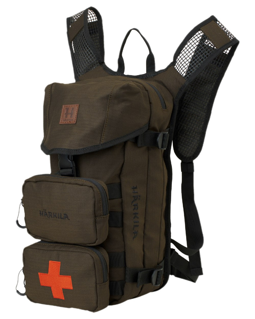 Willow Green Coloured Harkila Ragnar First Aid Backpack on white background #colour_willow-green