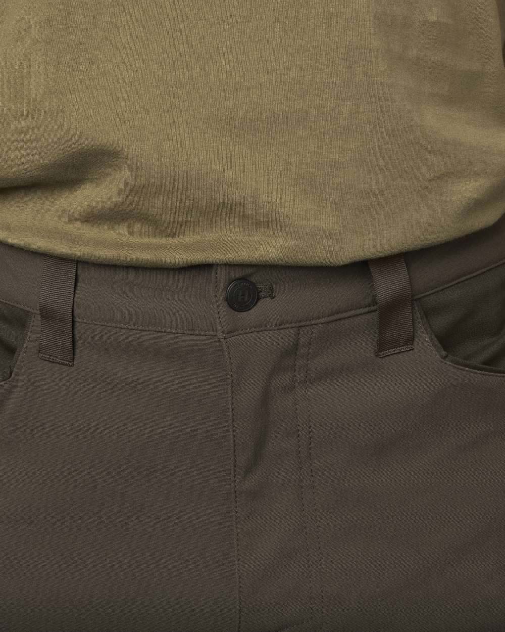 Slate Brown Willow Green Coloured Harkila Ragnar Trousers on white background #colour_slate-brown-willow-green