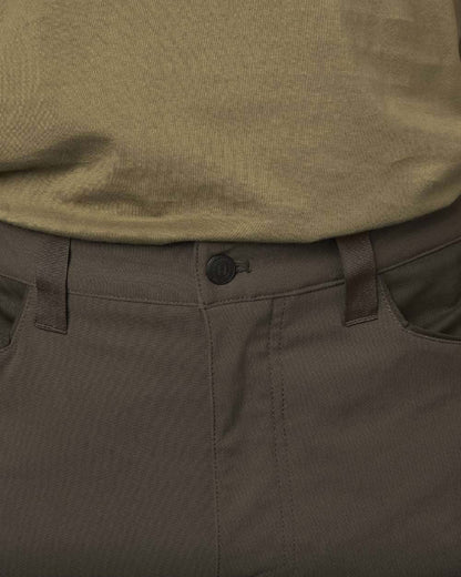 Slate Brown Willow Green Coloured Harkila Ragnar Trousers on white background #colour_slate-brown-willow-green