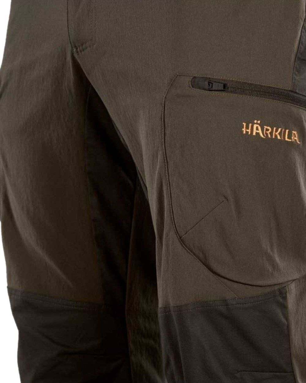 Willow Green Shadow Grey Coloured Harkila Ragnar Trousers on white background #colour_willow-green-shadow-grey