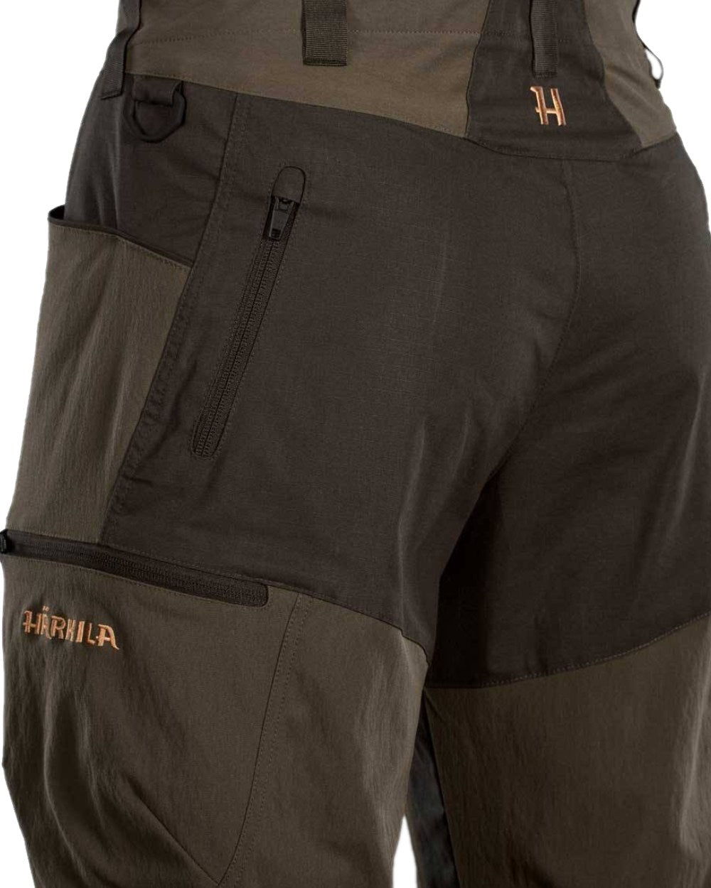 Willow Green Shadow Grey Coloured Harkila Ragnar Trousers on white background #colour_willow-green-shadow-grey