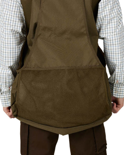 Warm Olive Coloured Harkila Retrieve Dummy Waistcoat on white background #colour_warm-olive