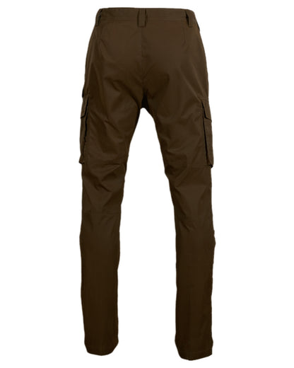 Dark Warm Olive Coloured Harkila Retrieve Light Trousers on white background #colour_dark-warm-olive