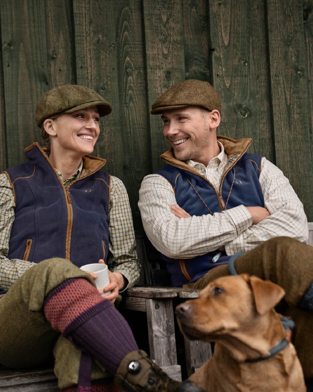 Blue Coloured Harkila Sandhem 200 Fleece Waistcoat on outdoor background #colour_blue