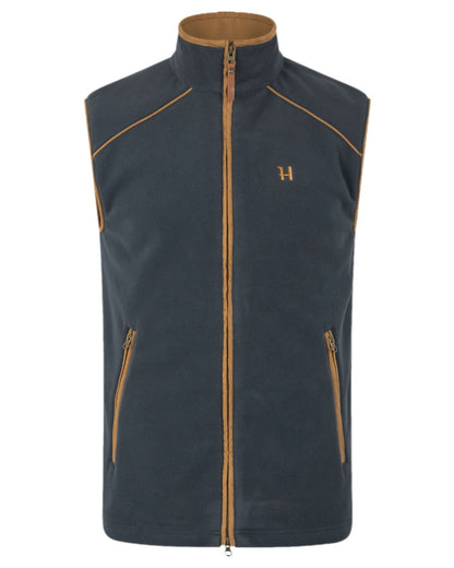 Dark Navy Coloured Harkila Sandhem 200 Fleece Waistcoat on white background #colour_dark-navy