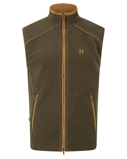 Willow Green Coloured Harkila Sandhem 200 Fleece Waistcoat on outdoor background #colour_willow-green
