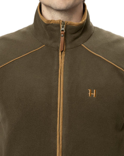Willow Green Coloured Harkila Sandhem 200 Fleece Waistcoat on white background #colour_willow-green