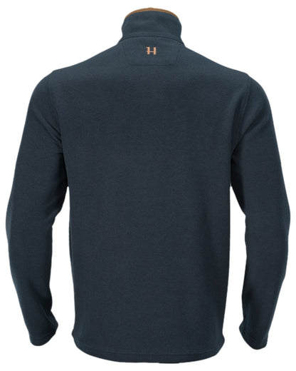 Dark Navy Melange Coloured Harkila Sandhem Fleece Pullover on white background #colour_dark-navy-melange