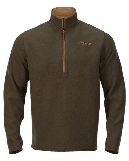 Willow Green Melange Coloured Harkila Sandhem Fleece Pullover on white background #colour_willow-green-melange