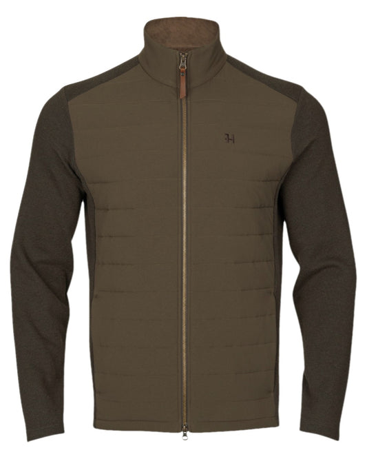 Willow Green Coloured Harkila Sandhem Pro Insulated Cardigan on white background #colour_willow-green