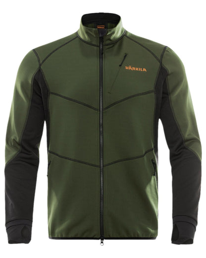 Duffel Green Black Coloured Harkila Scandinavian Fleece Jacket on white background #colour_duffel-green-black