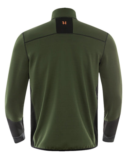 Duffel Green Black Coloured Harkila Scandinavian Fleece Jacket on white background #colour_duffel-green-black