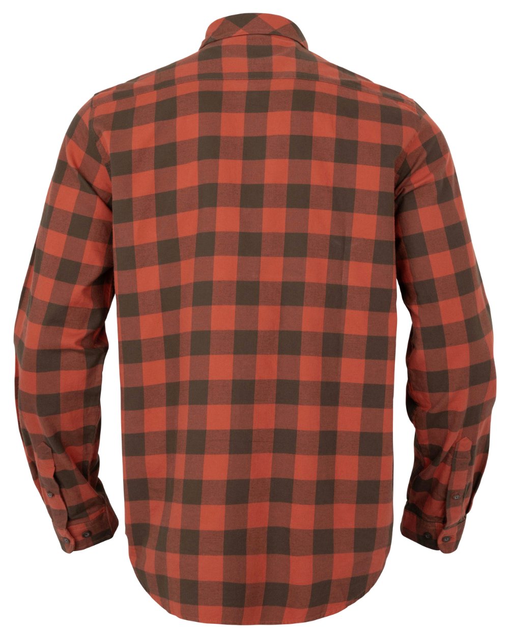 Autumn Orange Check coloured Harkila Scandinavian Long Sleeve Shirt on white background #colour_autumn-orange-check
