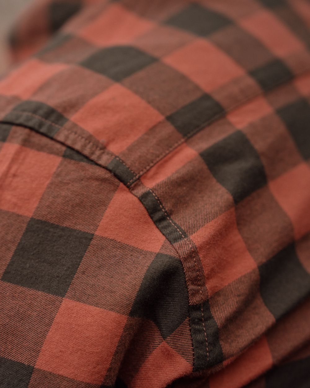 Autumn Orange Check coloured Harkila Scandinavian Long Sleeve Shirt on outdoor background #colour_autumn-orange-check