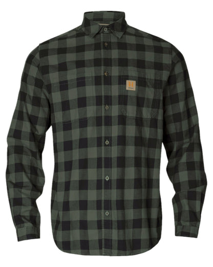 Green Check Coloured Harkila Scandinavian Long Sleeve Shirt on white background #colour_green-check