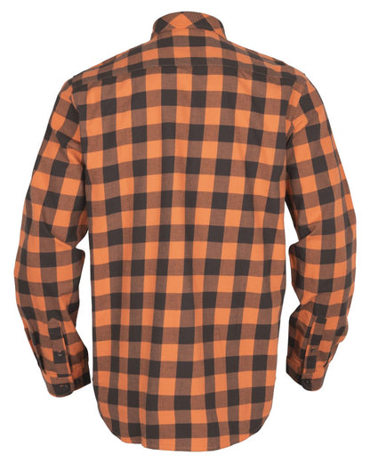 Mandarin Check Coloured Harkila Scandinavian Long Sleeve Shirt on white background #colour_mandarin-check