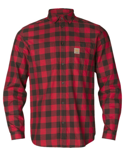 Red Check Coloured Harkila Scandinavian Long Sleeve Shirt on white background #colour_red-check