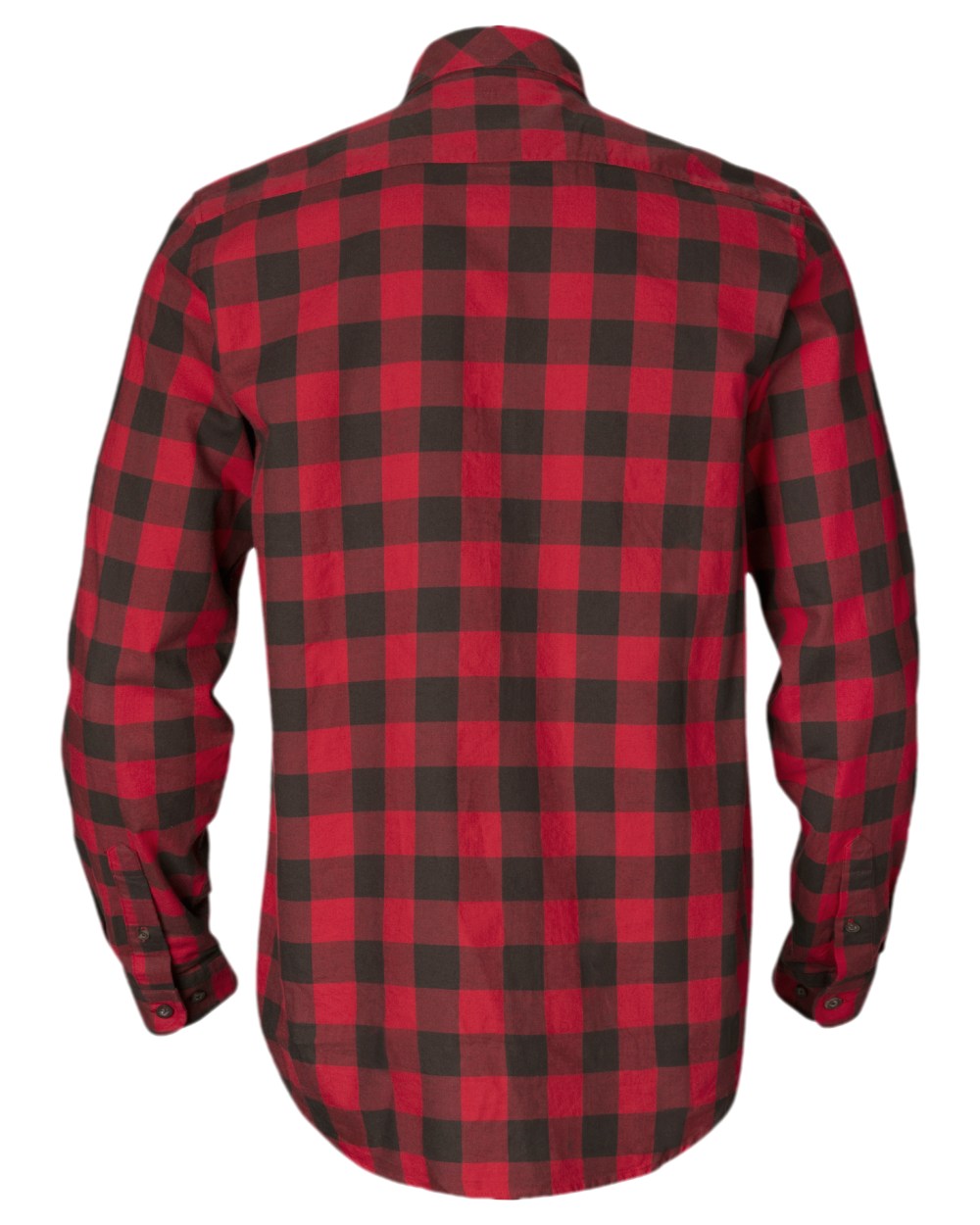 Red Check Coloured Harkila Scandinavian Long Sleeve Shirt on white background #colour_red-check