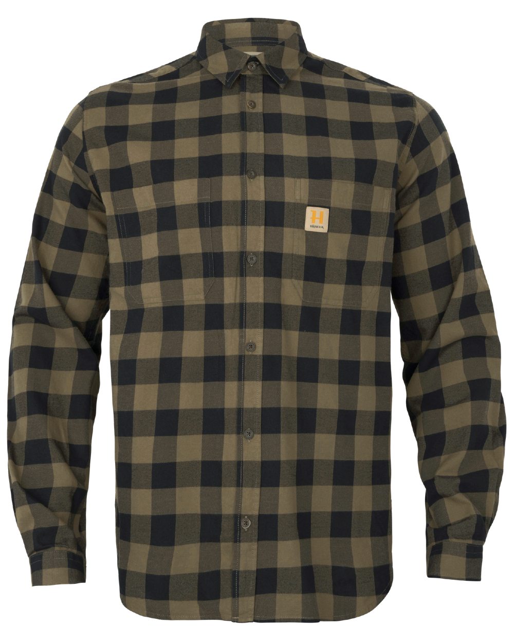 Tarmac Check coloured Harkila Scandinavian Long Sleeve Shirt on white background #colour_tarmac-check