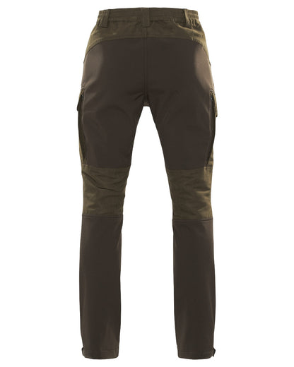 Willow Green Deep Brown Coloured Harkila Scandinavian Trousers on white background #colour_willow-green-deep-brown