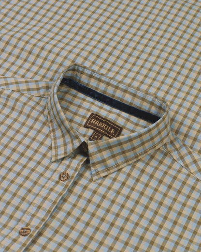 Heritage Blue Check Coloured Harkila Selja Lady Long Sleeved Shirt on white background #colour_heritage-blue-check