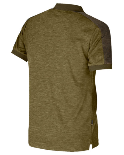 Dark Olive Willow Green Coloured Harkila Tech Polo Shirt on white background #colour_dark-olive-willow-green