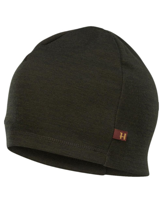 Willow Green Coloured Harkila Tibro Beanie on white background #colour_willow-green