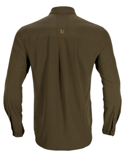 Willow Green Coloured Harkila Trail L/S Shirt on white background #colour_willow-green