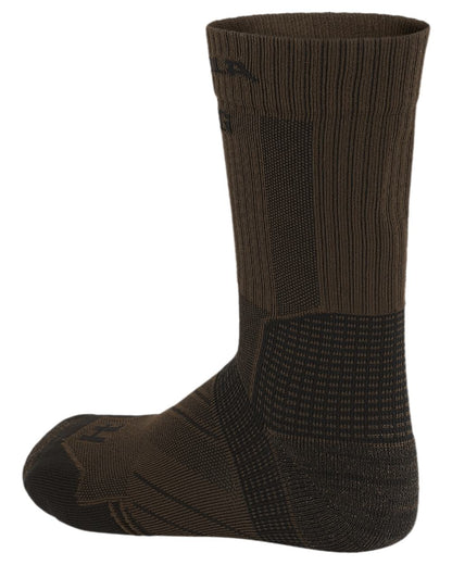 Dark Olive Willow Green Coloured Harkila Trail Socks on white background #colour_dark-olive-willow-green