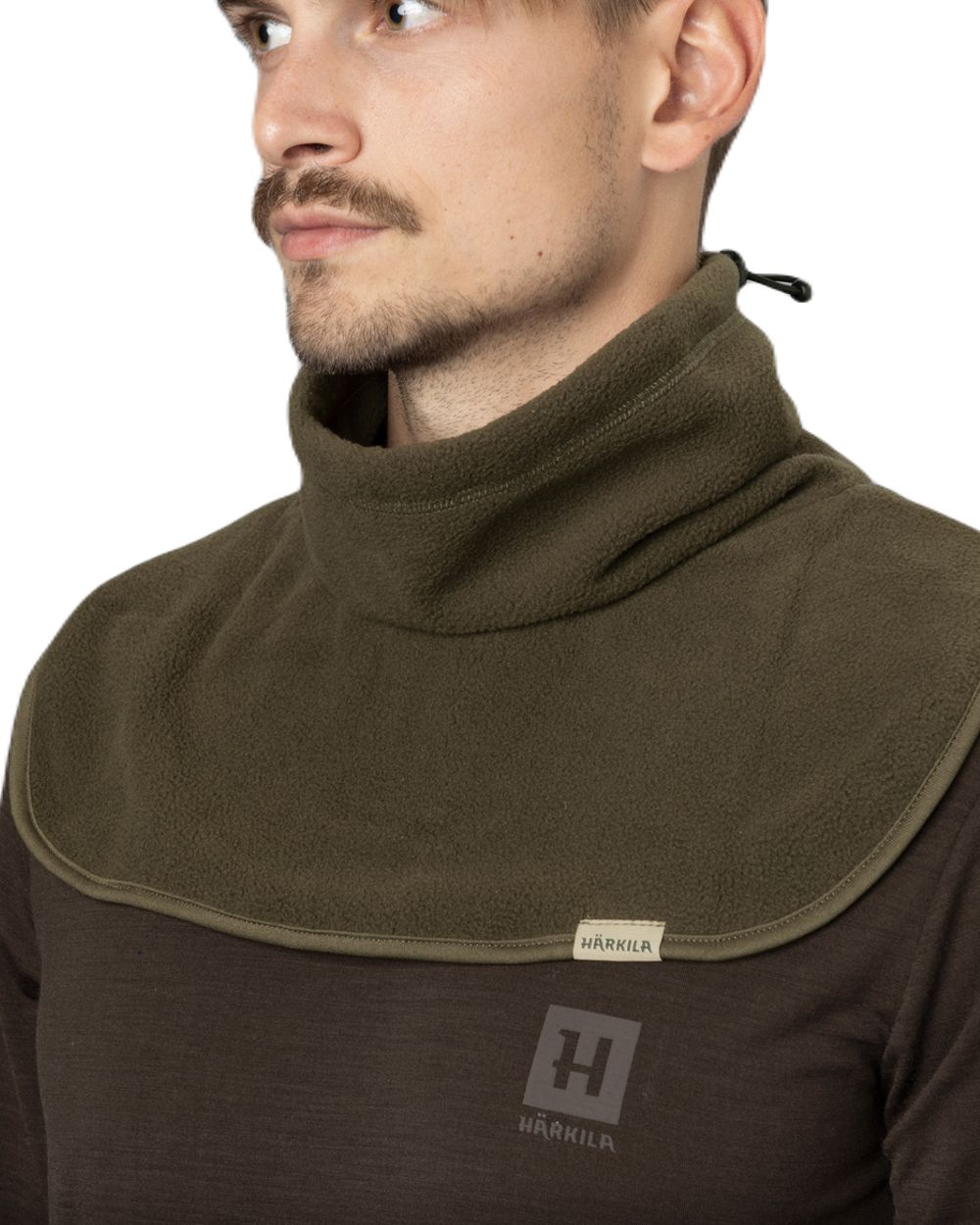Willow Green Coloured Harkila Trygve Neck Gaiter on white background #colour_willow-green