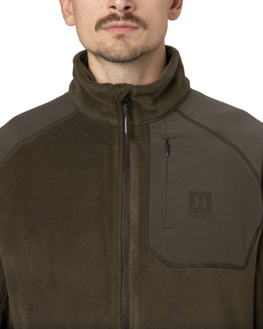 Shadow Brown Coloured Harkila Venjan 2.0 Fleece Jacket on white background #colour_shadow-brown