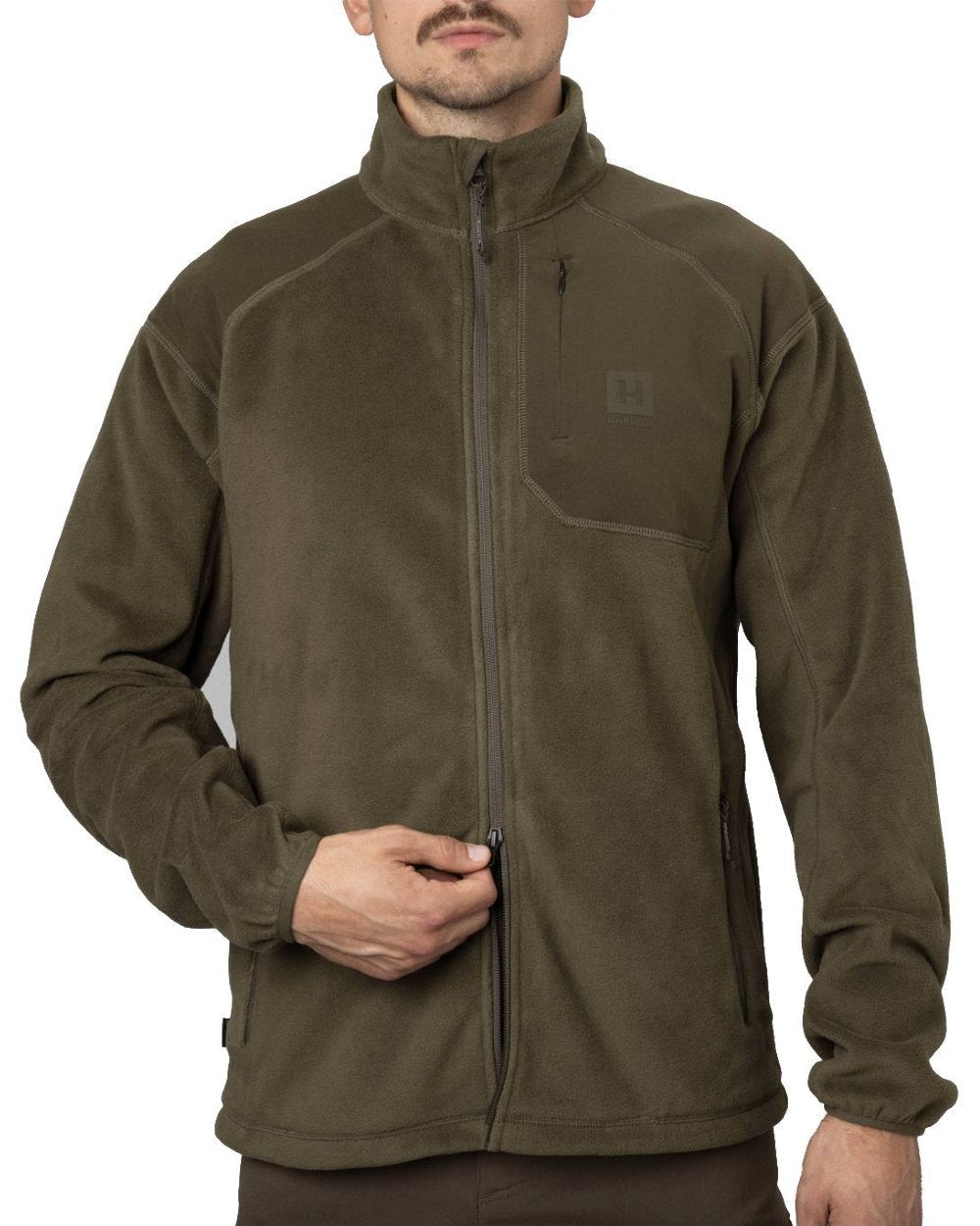 Willow Green Coloured Harkila Venjan 2.0 Fleece Jacket on white background #colour_willow-green