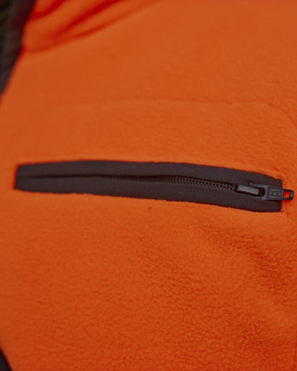 Orange Blaze Coloured Harkila Wildboar Pro Blaze Fleece Jacket on white background #colour_orange-blaze