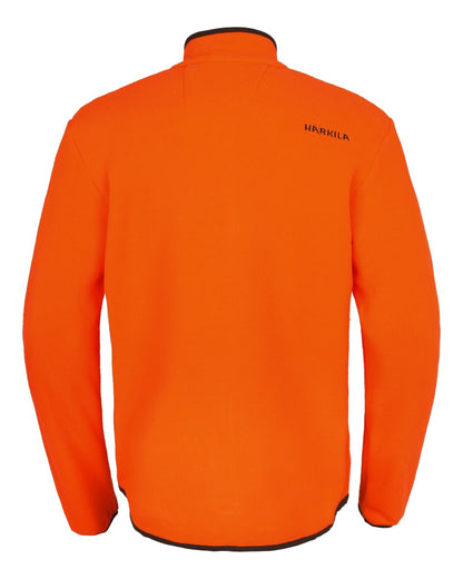 Orange Blaze Coloured Harkila Wildboar Pro Blaze Fleece Jacket on white background #colour_orange-blaze
