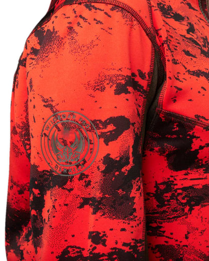 Wildboar Orange Coloured Harkila Wildboar Pro Camo Fleece Jacket on white background #colour_wildboar-orange