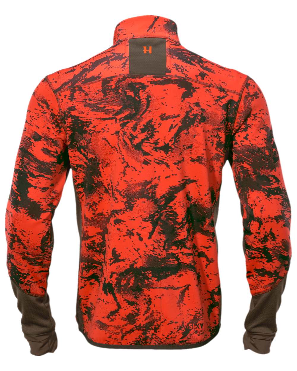 Wildboar Orange Coloured Harkila Wildboar Pro Camo Fleece Jacket on white background #colour_wildboar-orange